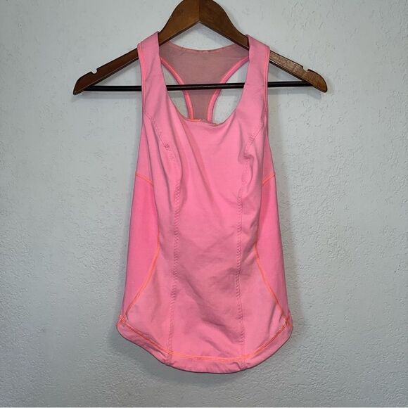 Women's Lululemon Coral Pink Fitted Athletic Tank Top - Picture 2 of 10